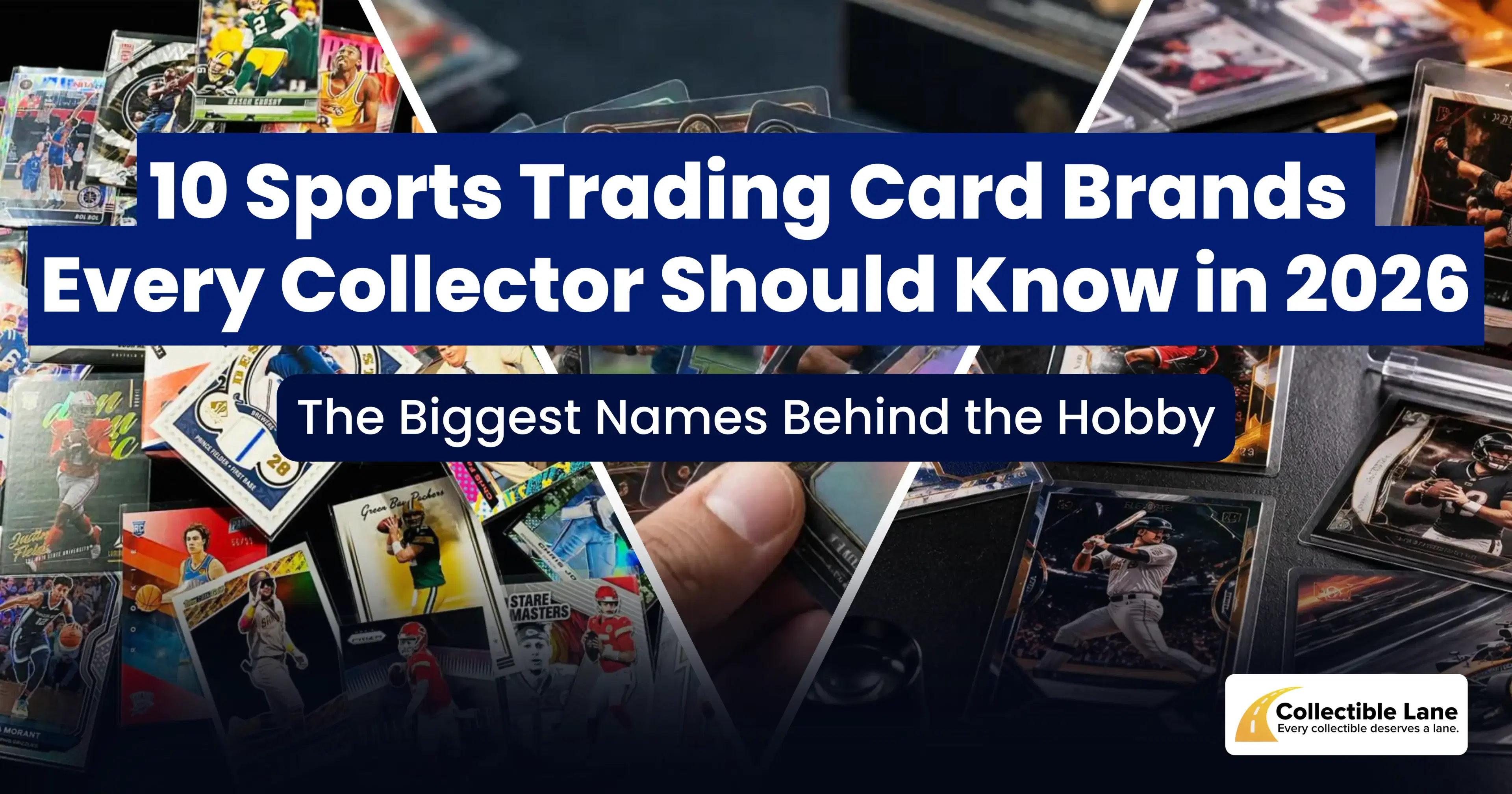 Sports trading cards from major brands spread out on a table